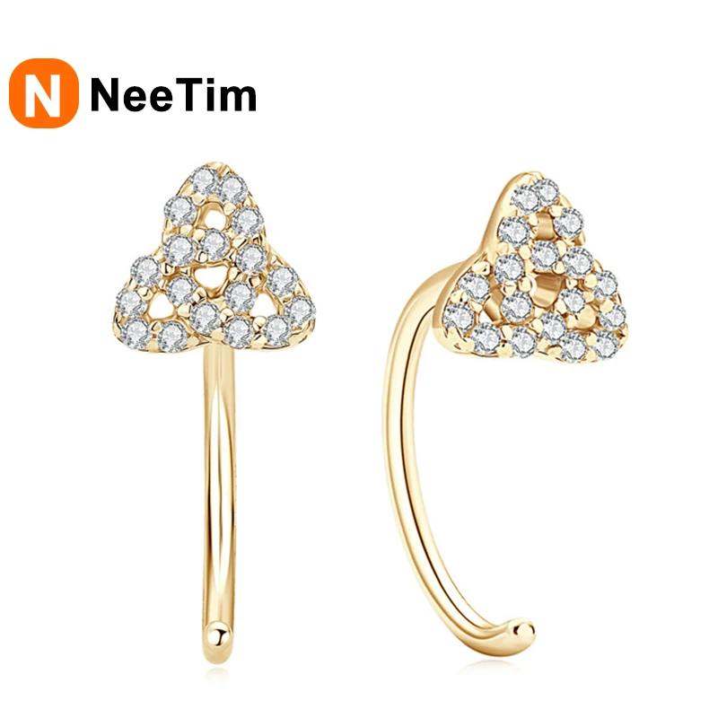 

NeeTim Full Moissanite Stud Earrings For Women 100% 925 Sterling Silver Sparkling Wedding Jewelry Gifts with GRA Certificate