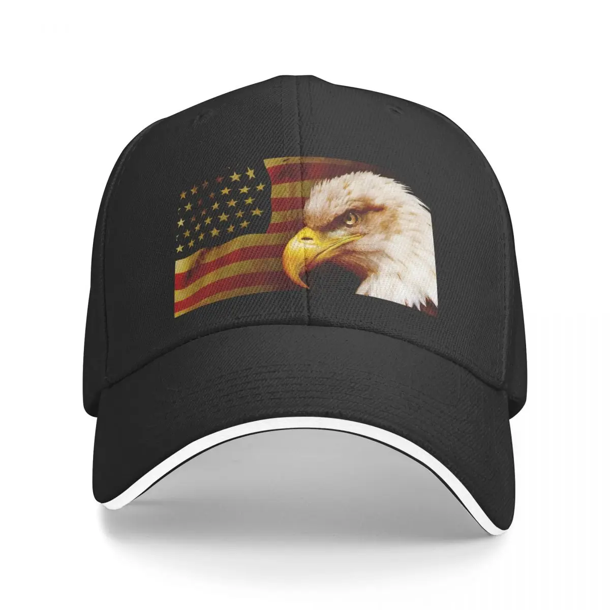 

New Bald eagle with flag Baseball Cap dad hat Hip Hop birthday Anime Hat Designer Man Hat Women's