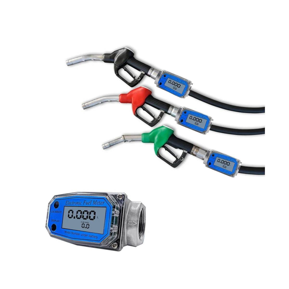 25 Digital Turbine Flow Meter for Measuring Gasoline Water Sea Liquid Flowmeter Blue