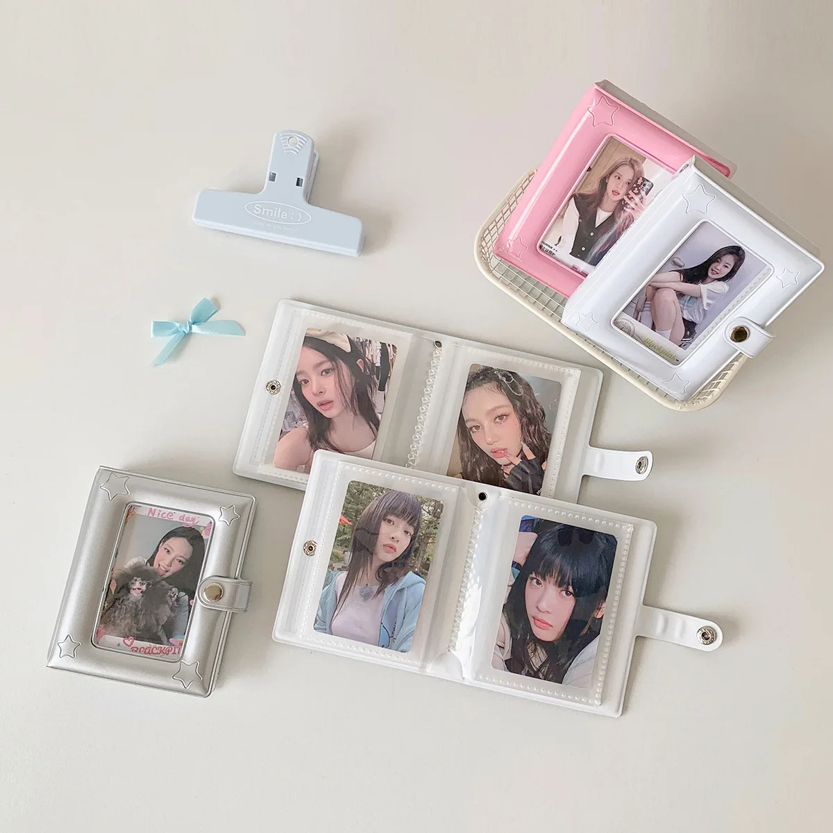 INS Koreanische Mode Einfarbig Stern Transparent Druckknopf Karte Album Nette Mädchen Idols 3 Zoll Foto Lagerung Album Polaroid rahmen – Detail 9
