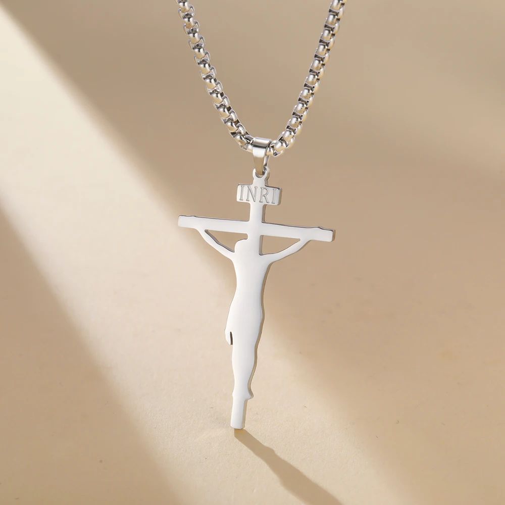 Dawapara INRI Kruzifix Jesus Kreuz Anhänger Halskette Christlich Katholische Männer Glaube Halskette Edelstahl Schmuck – Detail 11