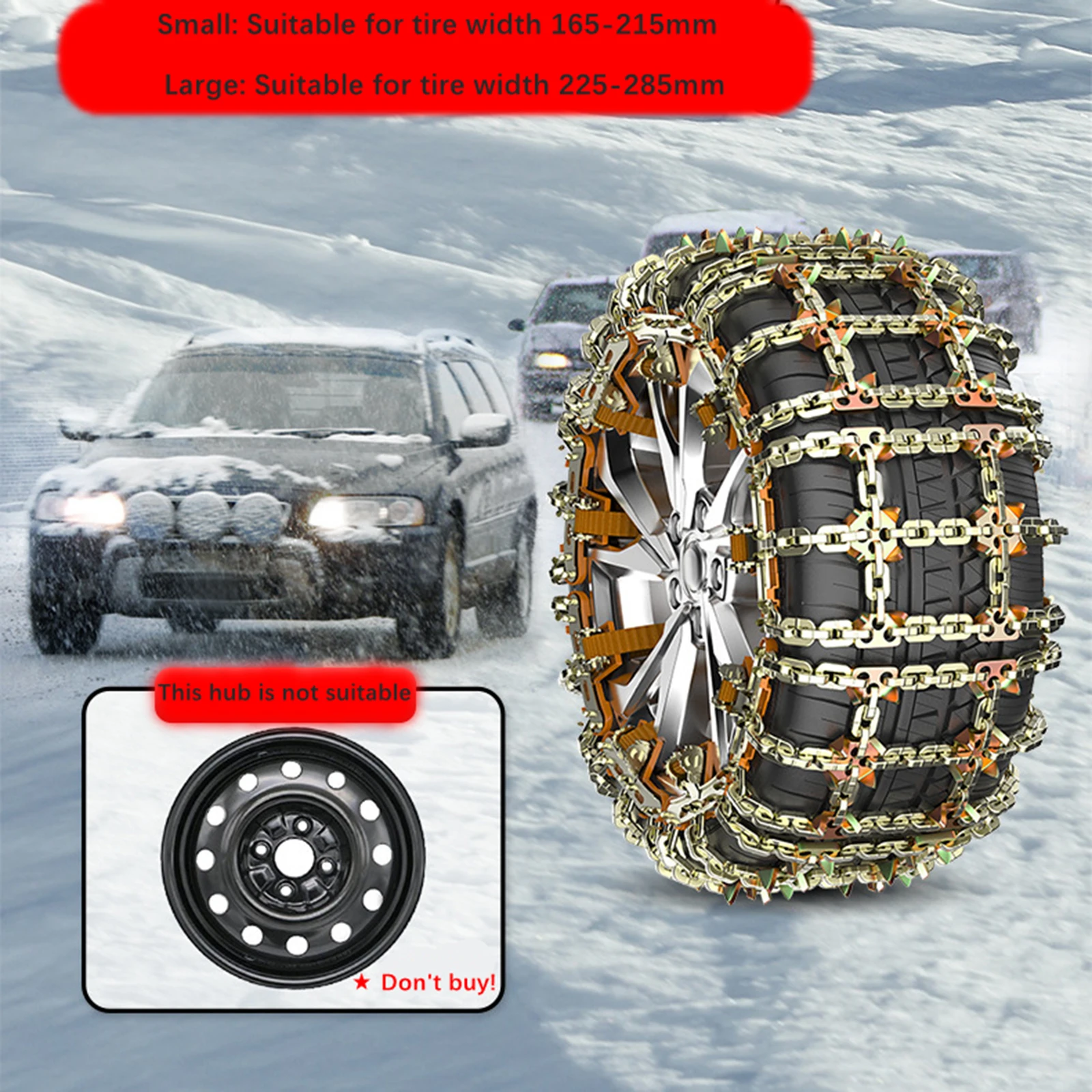 Anti Skid Tire Snow Chains Portable Tire Traction Chain for Cars Suvs Trucks Vehicles Emergency Car Chain For Snow and Ice