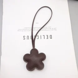 Exquisite Leather Flower Bag Pendant with Key Lanyard - Fashionable Jewelry Wholesale (Coffee color)