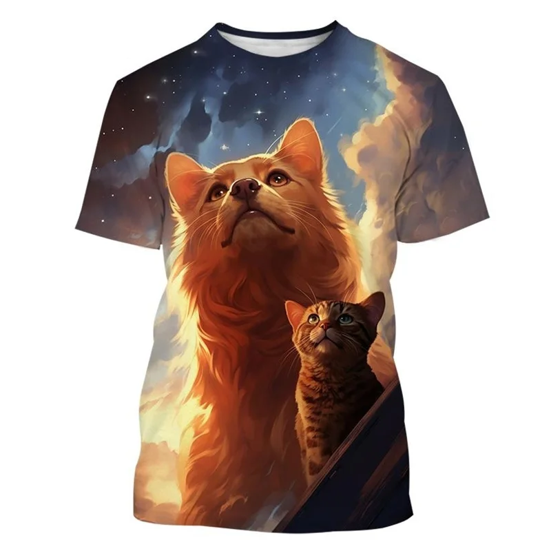 

Cats Dogs 3D Printed T Shirt Cute Animal Painting T-shirts Men Street Personalized Casual Short-sleeved Tops Round Neck Tshirt