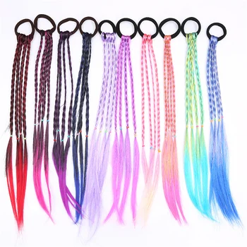 Trecce per capelli colorate Strumenti Sfumatura di colore Capelli sintetici Coda di cavallo Corda Ragazze Principessa Legami per capelli Bambini Bambini Styling Trecce