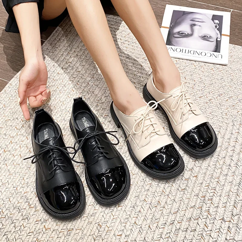 Oxford Shoes For Women Black Shoes For Women Fashion Womens Comfort Flats Creepers Sepatu Wanita Korea Bayan Ayakkabi