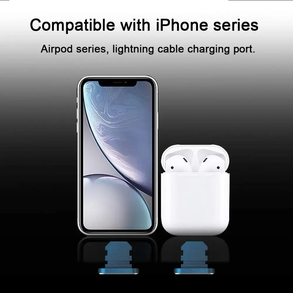2 PCS Aluminum Alloy Anti Dust Plug for IPhone 13 12 Mini 11 Pro Max XS 8 Plus IPad AirPods Apple Series Lightning Port Cover phone dust plugs dust plug phone dust cover phone dust plug phone charging port protector