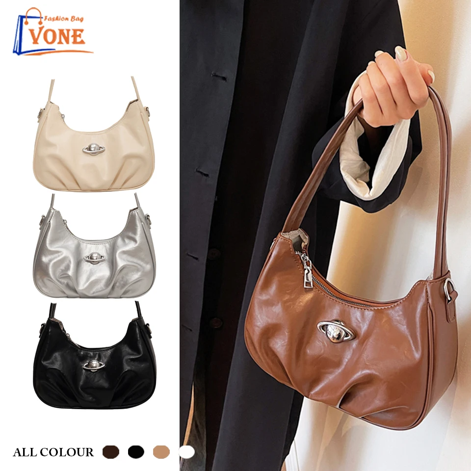 

Korean style fashion single shoulder bag women's new casual fold textures armpit bag versatile soft surface crossbody bag women