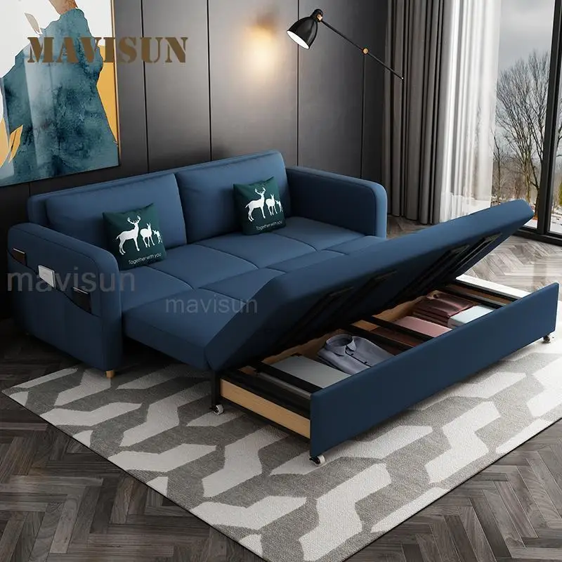 Sofa Bed Foldable Storage 1.2m 1.5m Latex Sitting Lying Multifunctional Double Living Room Small Family Sofa Dual Purpose