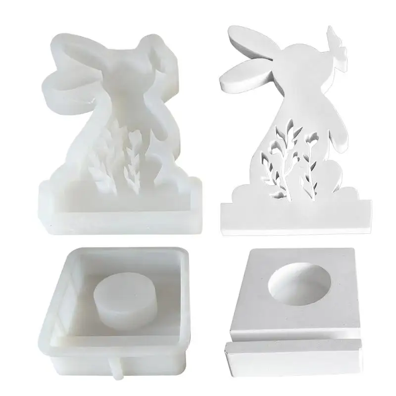 Easter Bunny Molds Silicone Cute 3D Rabbit Butterfly Easter Silicone Molds Candle for Candle Making Non-stick Plaster Clay silicone mold