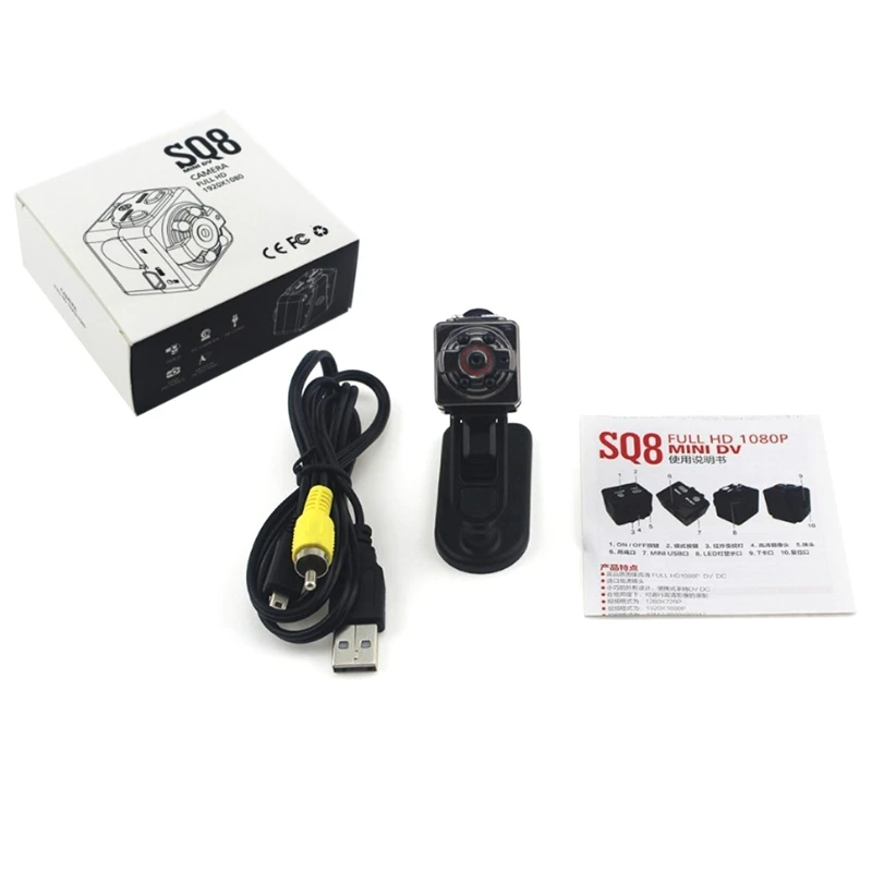 SQ8 미니 DV WiFi 카메라 1080P/720P 30fps 디지털 비디오 레코더 2MP 캠코더, 케이블 4IR 야간 투시경 조명 포함
