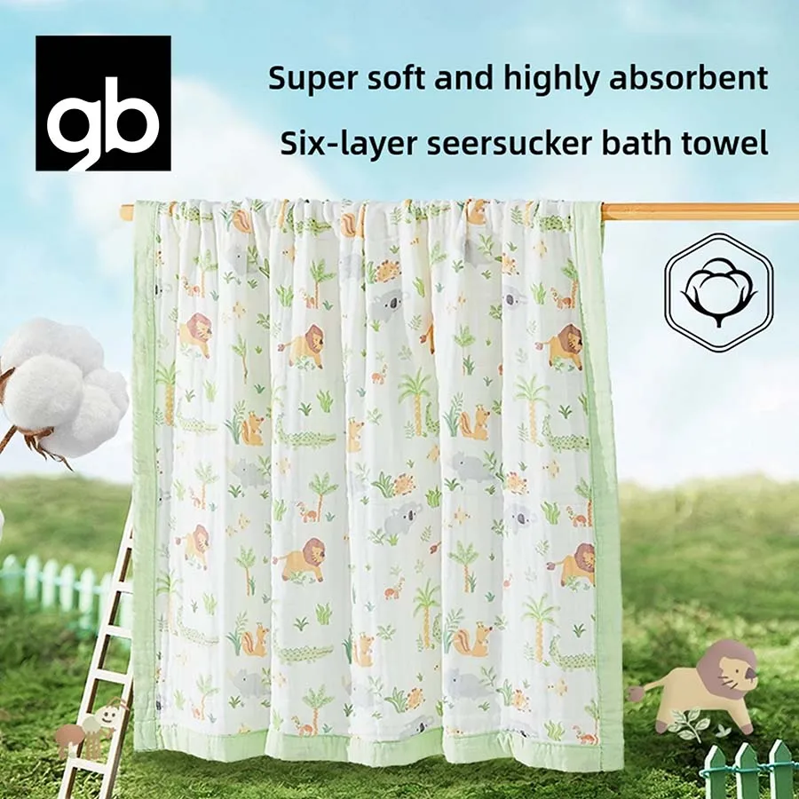 gb 6-layer gauze covered with cotton bubble gauze bath towel, instantly absorbing water, super soft and skin friendly, larg