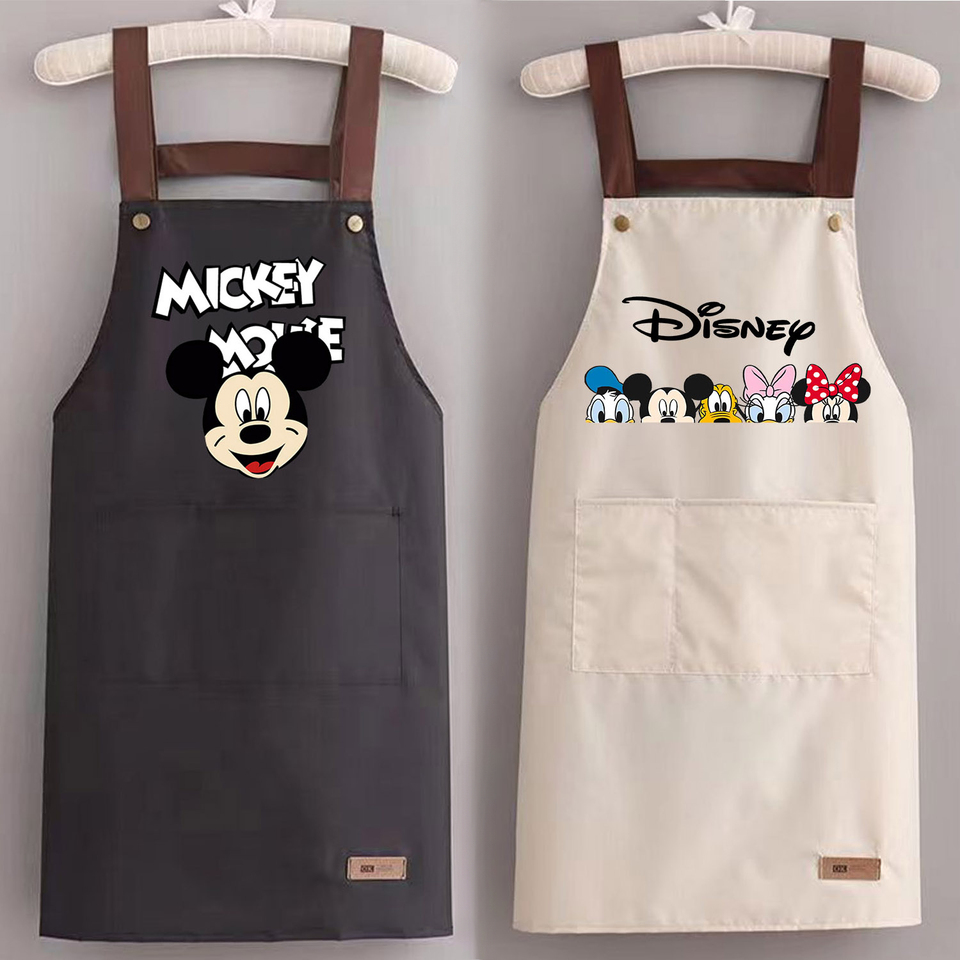 Disney Mickey Mouse Kitchen Aprons for Woman Men Cartoon Chef Work Apron Restaurant Shop Beauty Nails Studios Prop Uniform Gift