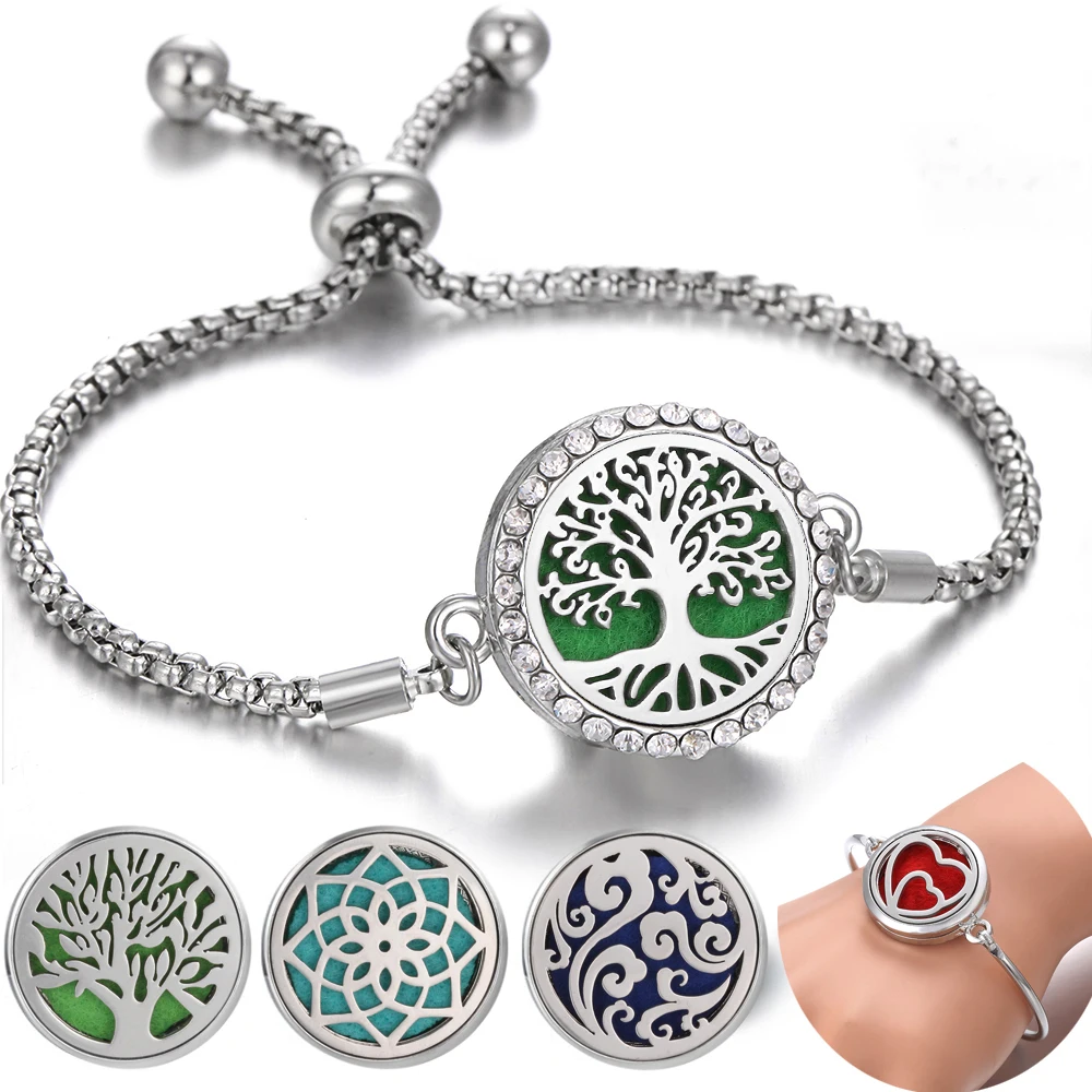 Aromatherapy Bracelet Jewelry Christmas Adjustable Chain Tree of life Flower Aroma Perfume Locket
