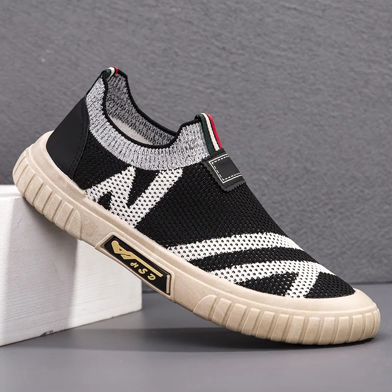 New Slip-on Loafers Mesh Breathable Men Shoes Fashion Fitness Sneakers Male Outdoor Casual Socks Shoes Sports Walking Flats Shoe 5