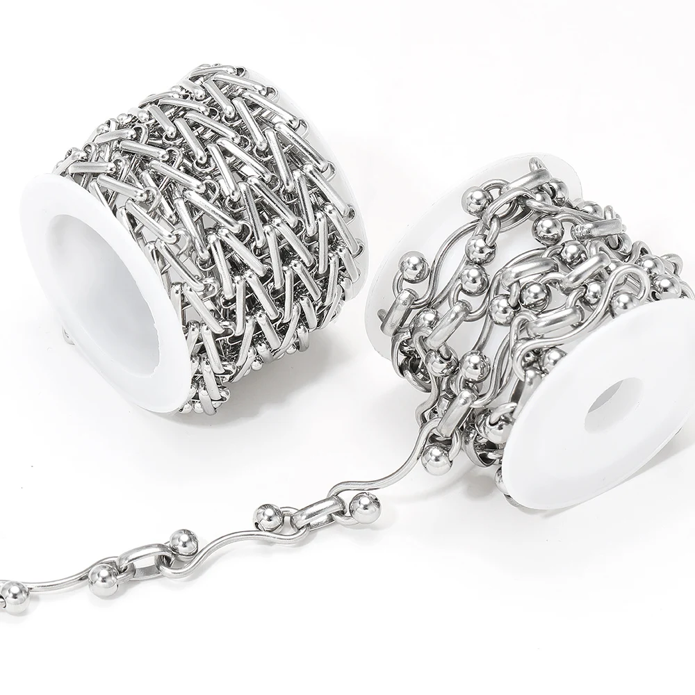 1 Meter große kombinierte Edelstahlketten für DIY Männer Schmuckherstellung Hip Hop Punk Halsketten Armbänder Zubehör Bulk – Detail 5