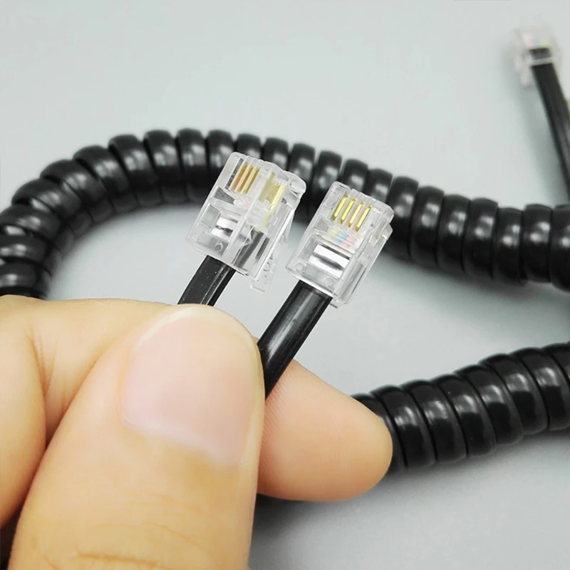 6FT Coiled Wire Telephone Handset Cable with RJ9 Connector