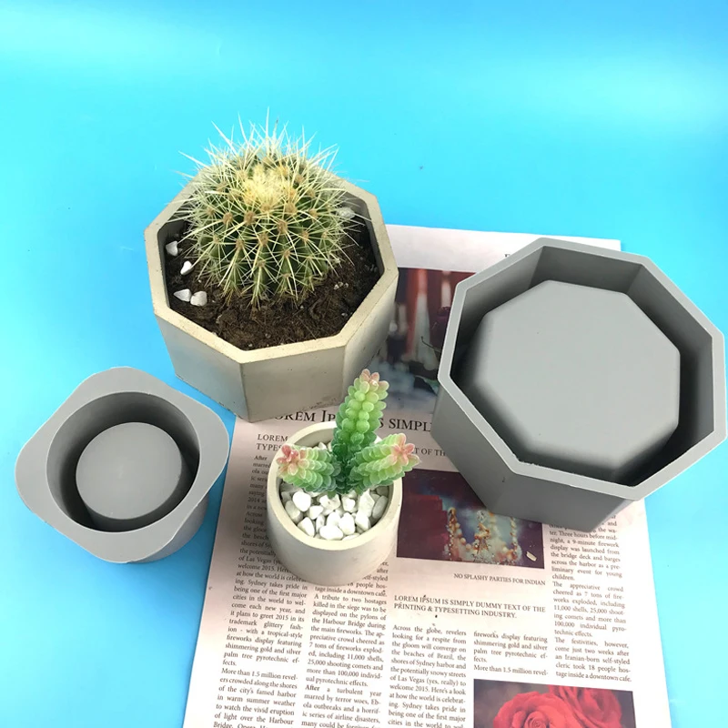 Geometric Polygonal Silicone Flowerpot Mold Diy Clay Craft Bottle Mould Handmade Succulent Plant Pot Storage Box Home Decoration