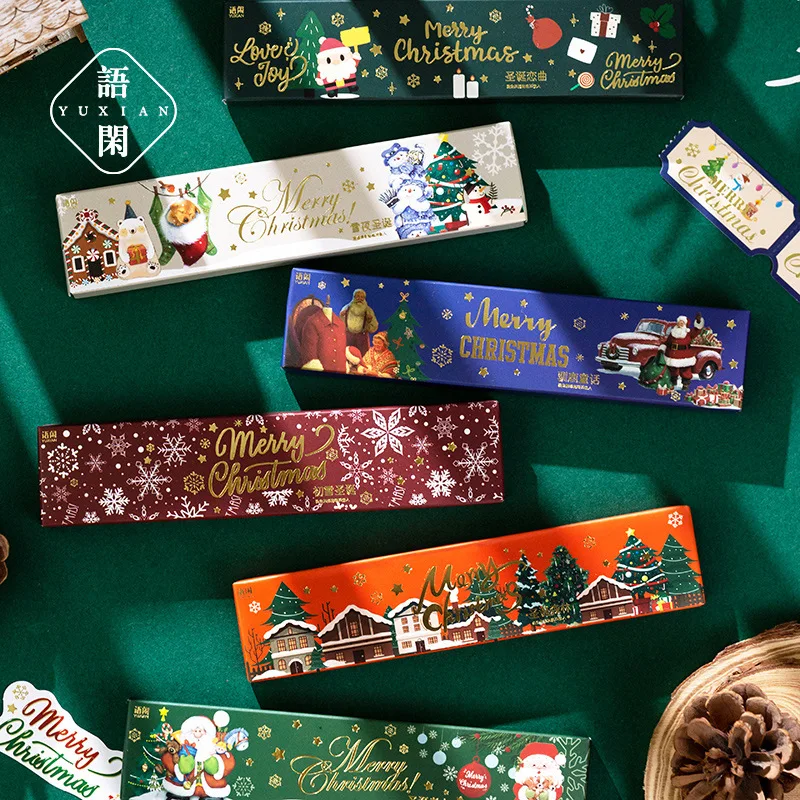

36Pcs/Box Christmas Stamp Stickers Pack Decorative Long Gilding Marker Stickers Diary Decoration Christmas Present Gift For Kids