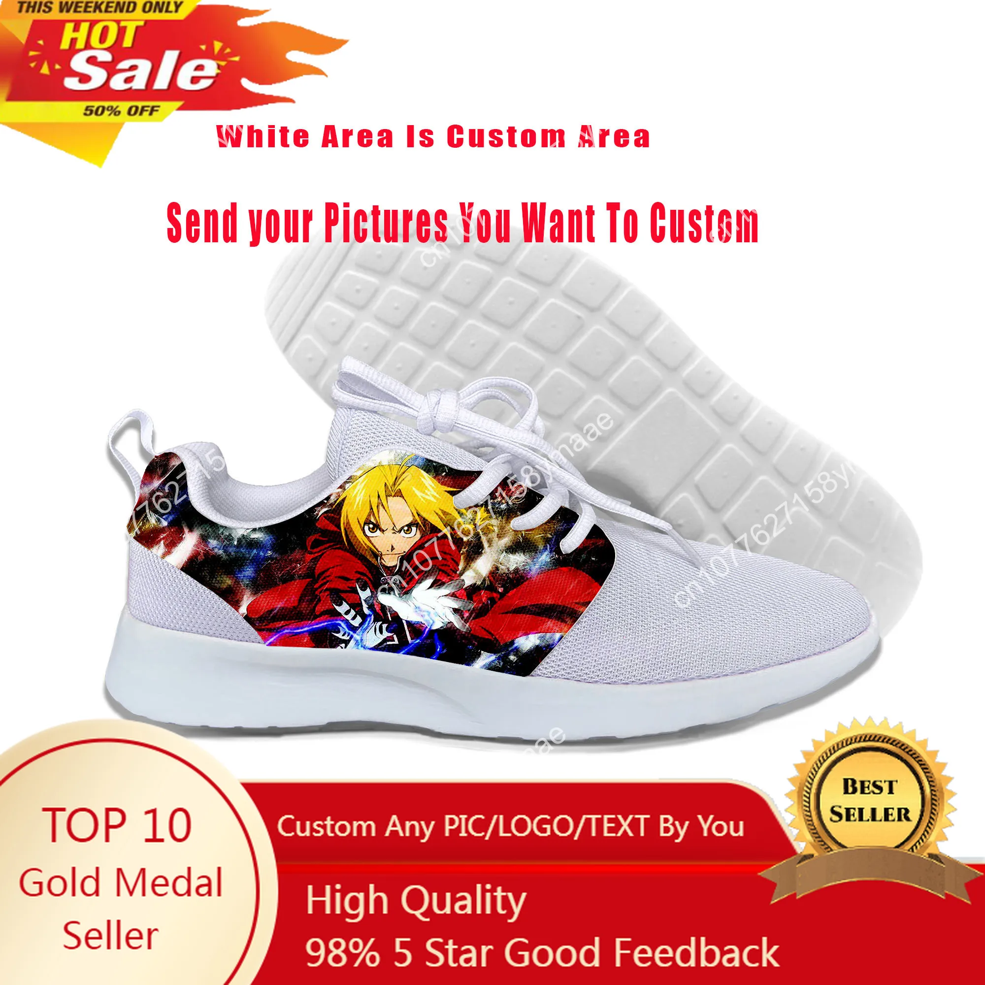 

Hot Cool Fashion Funny High Quality Sneakers Casual Shoes Men Women Anime Fullmetal Alchemist Brotherhood Mesh Running Shoes