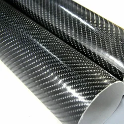 Glossy 7D Carbon Fiber Vinyl Wrap Sheet - Auto Styling Accessory Sticker Roll - 50x152cm (7D Black)