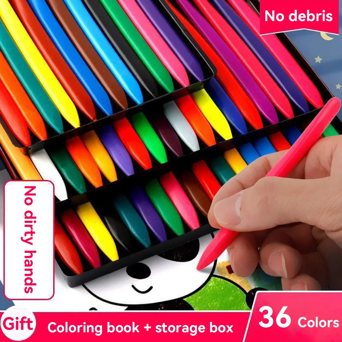 Colored Crayons Children Painting Supplies Multi-colors Plastic Triangle Crayon Set DIY Artist Supplies Hand-washable Crayons for Kids Gruesos Office Cultural Supplies