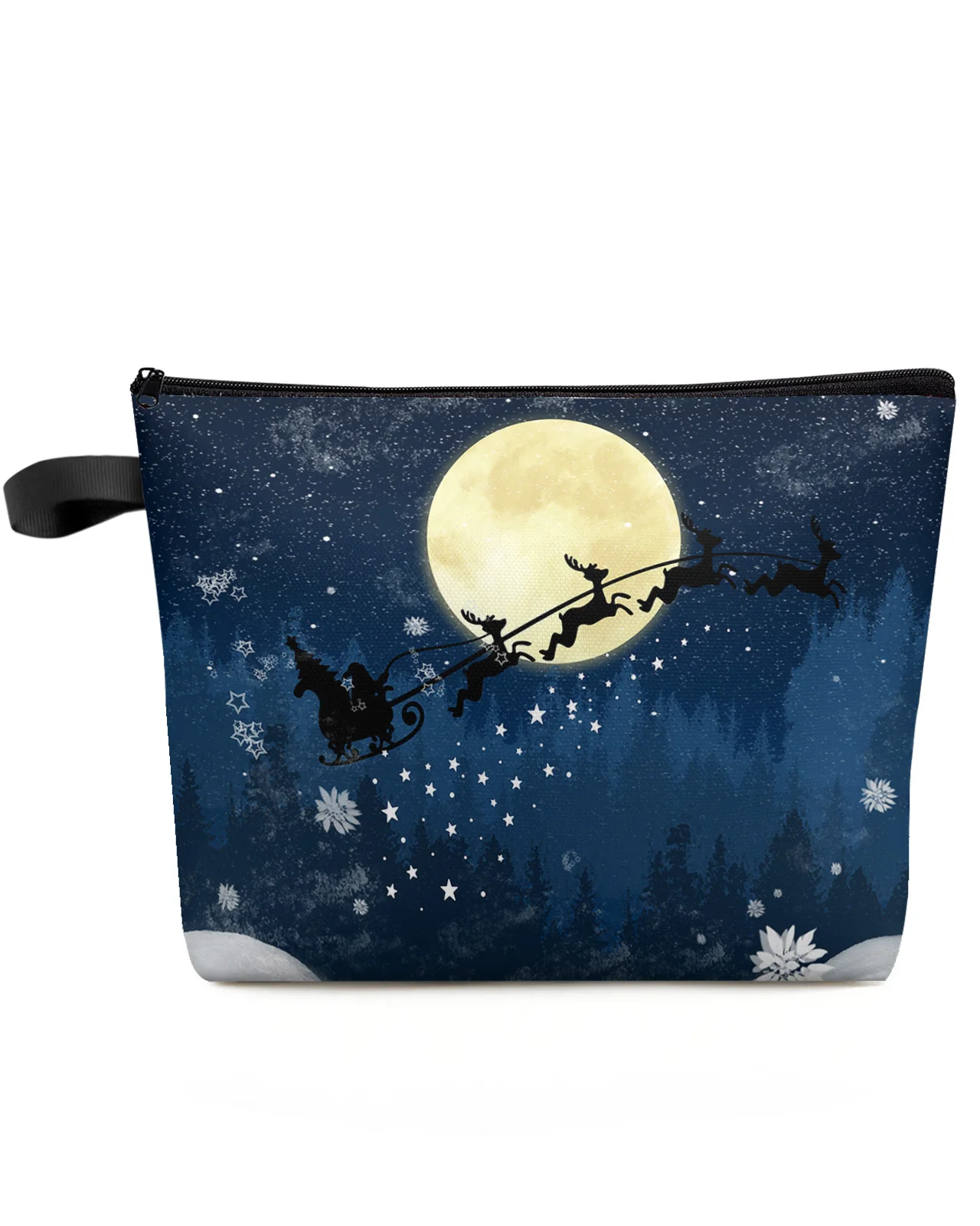 

Christmas Snowflake Santa Reindeer Outdoor Travel Large Cosmetic Bag Women Organizer Waterproof Female Storage Make Up Cases