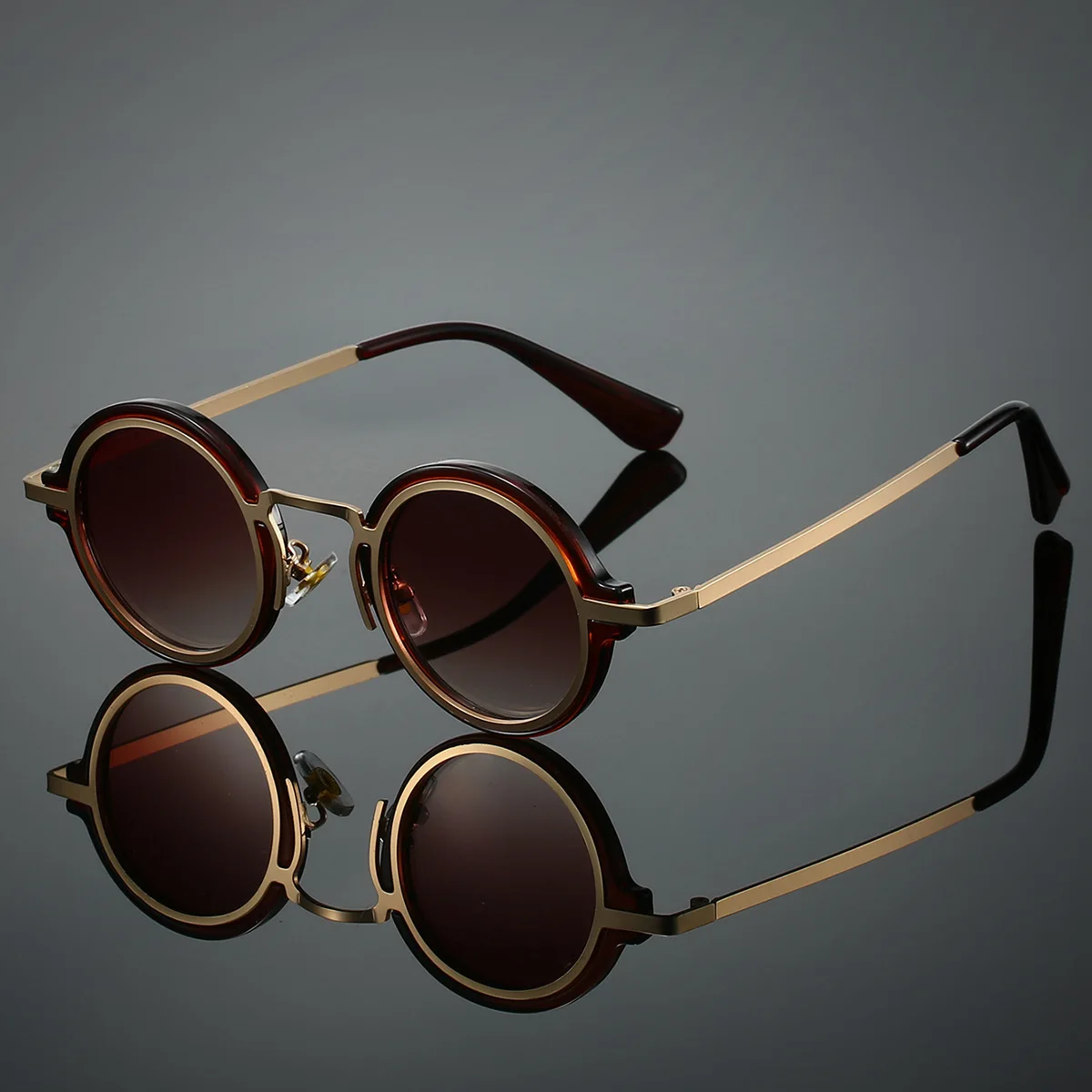 Vintage Punk Gradient Round Sunglasses - Trendy Luxury Outdoor Shades