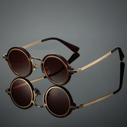 Vintage Punk Gradient Round Sunglasses - Trendy Luxury Outdoor Shades (Brown)