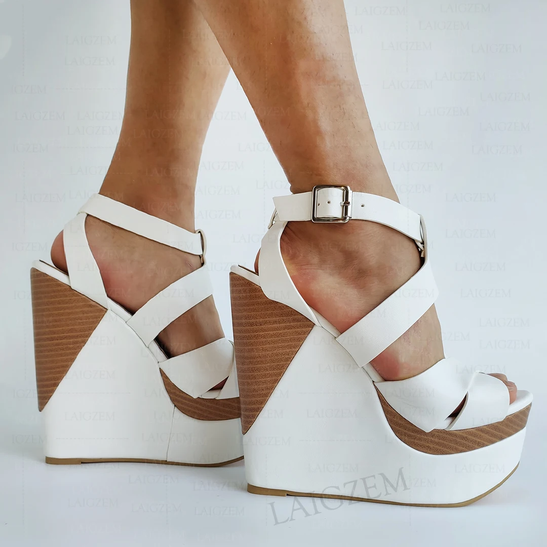 Platform Wedges Cheap High Heel Wedges LAIGZEM Women Sandals