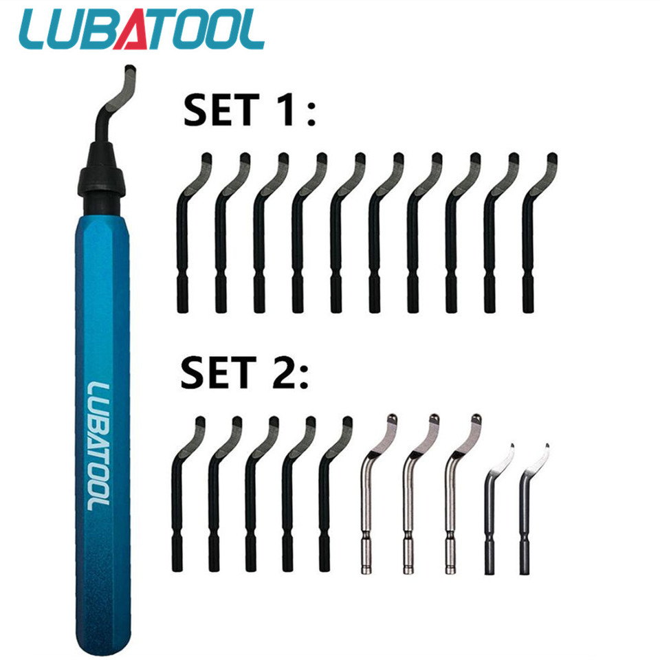 LUBATOOL Deburring Tool with 11 HSS Steel Blades, 360 Degree Rotary Head Deburring Tool for Metal Resin Plastic 3D Printing Wood