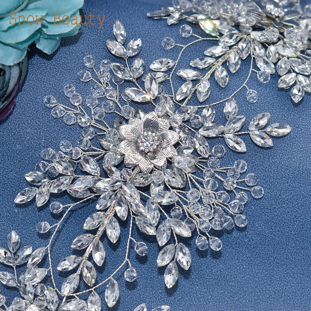 DZ094 Bridal Headband Handmade Flower Headband Crystal Wedding Hair Accessories Rhinestone Bridal Crown Elegant Women Headwear