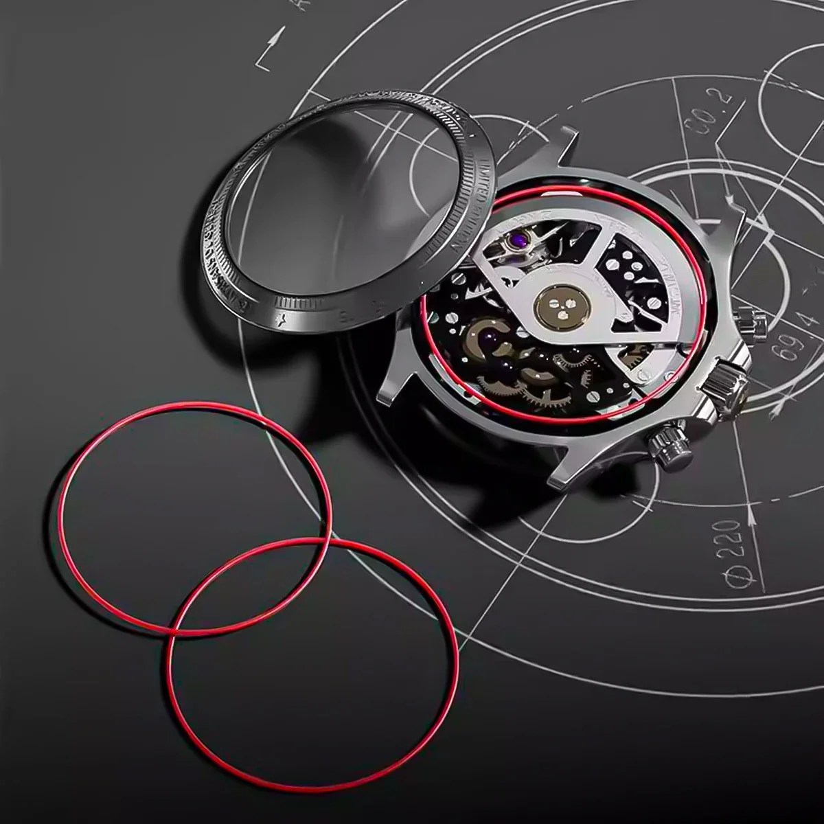 Vibrant Red Watch Case Back Gasket - 0.6mm Thick, 27.5-38.5mm O-Ring