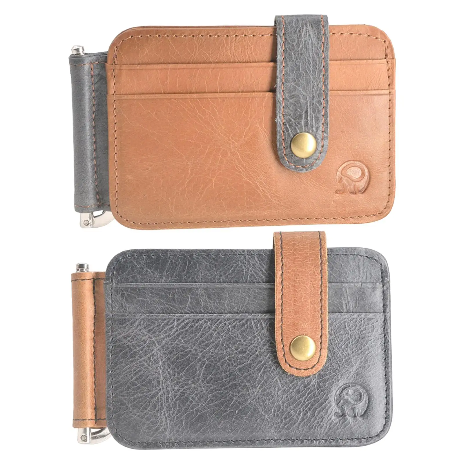 

Leather Card Holder Women and Men Bifold Cash Cards Pack Thin Sleeve Fashion