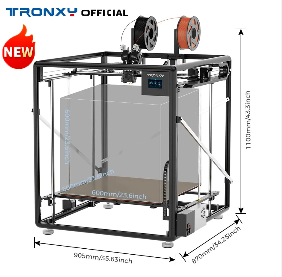 

TRONXY VEHO 600-2E 3d Printer Large Print Size 600*600*600mm Ultra-quiet Driver Full Function Big Build,2-In-1 Double Extruder