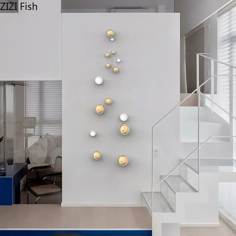 Simplicity Metal Ball Wall Hanging Ornaments Stainless Steel Spherical Crafts Aesthetic Room Decor Backdrop Display Pendants 2
