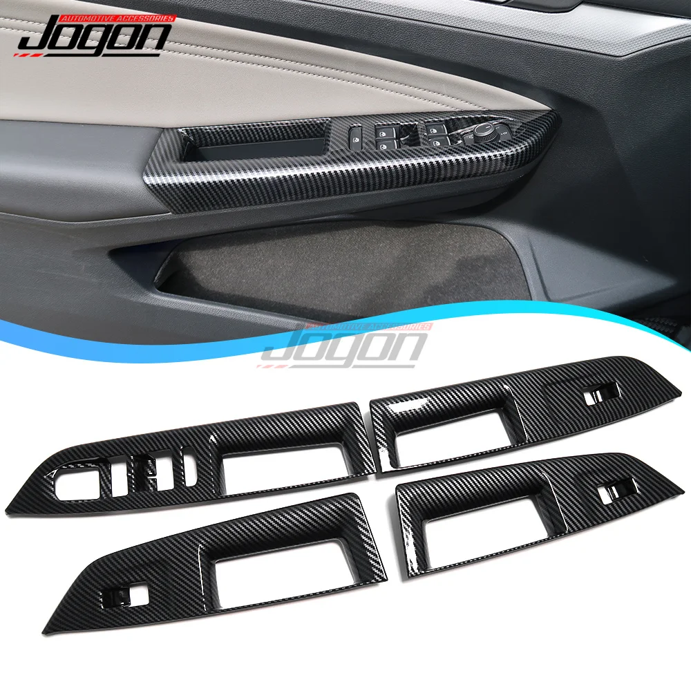 

For Volkswagen VW Golf 8 MK8 2020 2021 2022 4Pcs Carbon Fiber Look Car Door Window Lift Control Switch Cover Trim Accessories