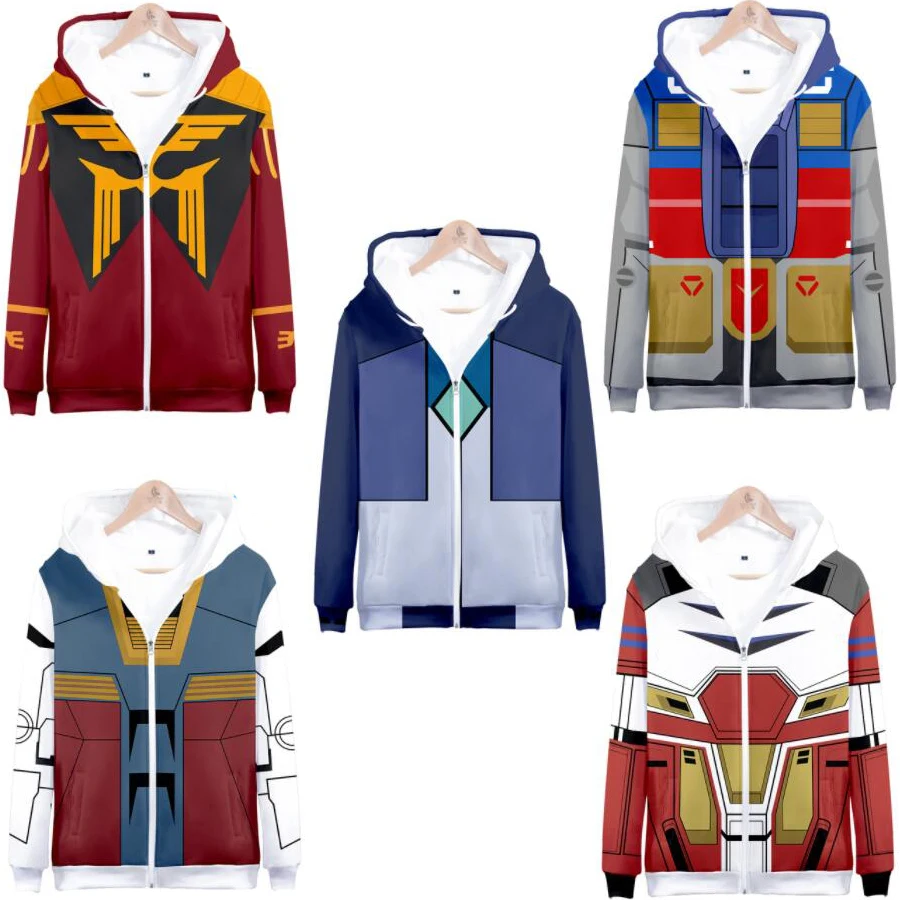 Anime Gundam 3d Print Zip Up Women/men Hoodie Sweatshirt Streetwear Hip