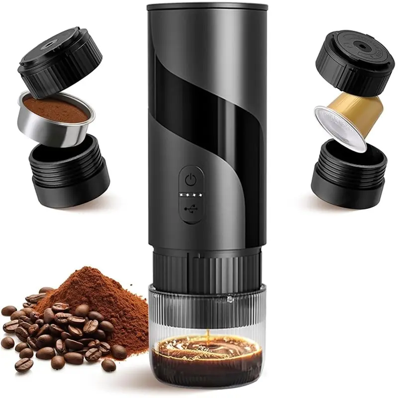【本日限定】2in1ポータブル電気コーヒーメーカー、20バールポータブルエスプレッソメーカー充電式、車用トラベルコーヒーメーカー、キャンプ用、など