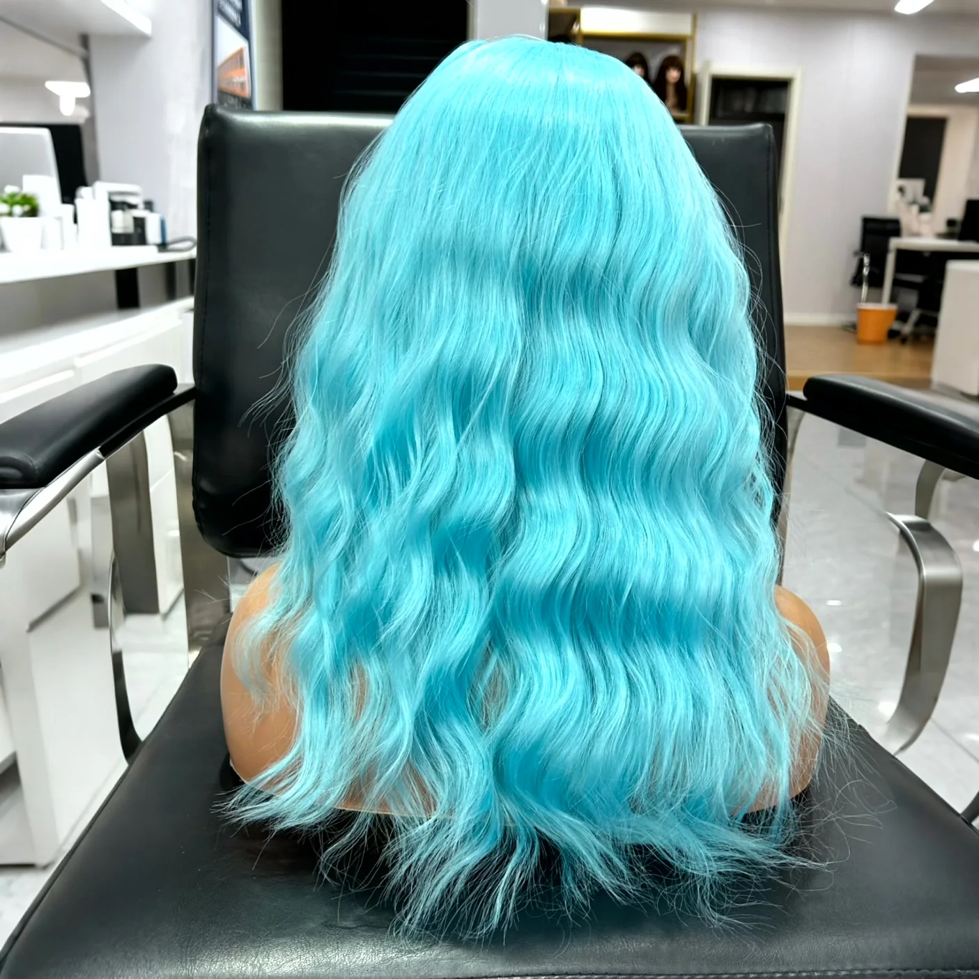 Short Curly Wavy Bob Wig for Women Synthetic Hair Free Part Shoulder Length Loose Curly Natural Wave Blue Colored Wigs for Daily