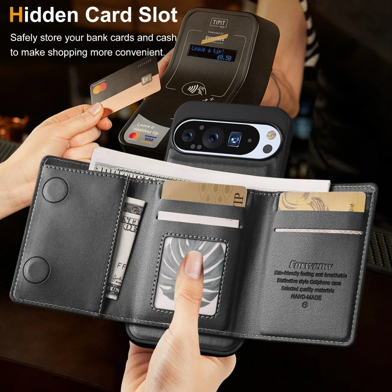 Magsafe Magnetic Leather Wallet Card Phone Case - Flip Purse Holder Cover