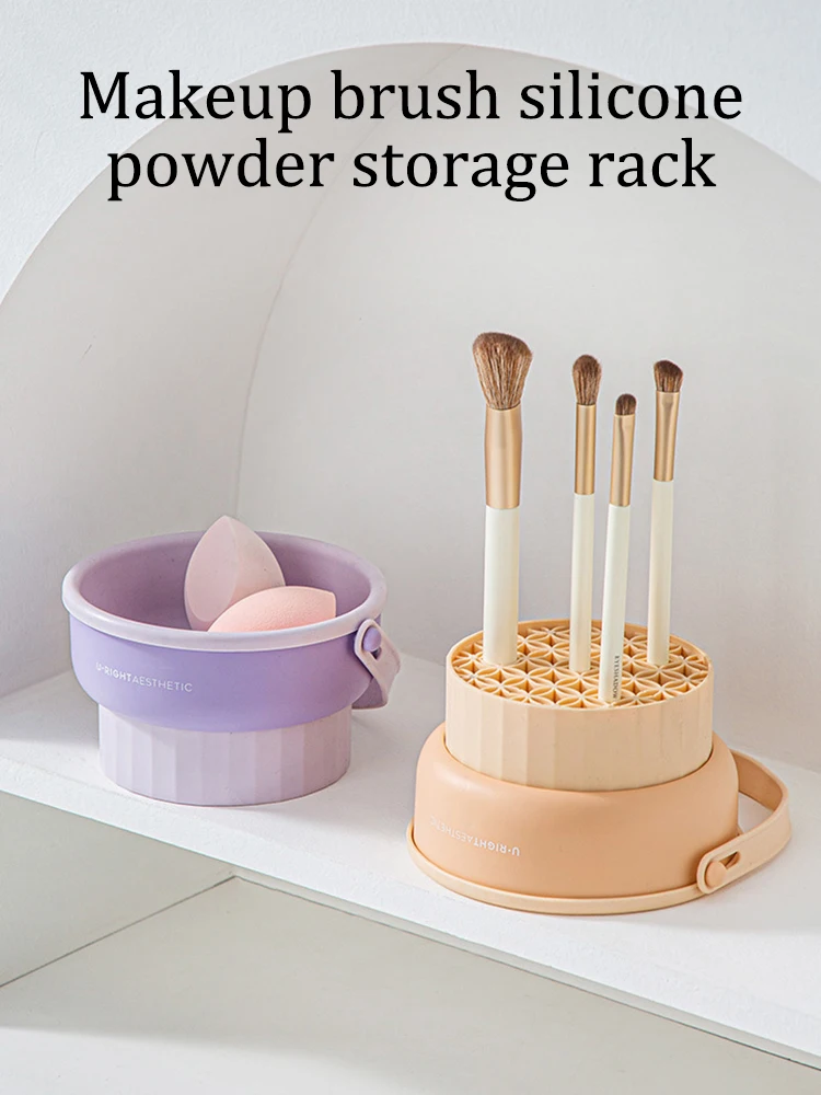 Make-up Pinsel Reinigung Schüssel Schönheit Ei Reinigung Werkzeug Lagerung Set Pinsel Puderquaste Trockenen Reinigung Silikon Trocknen Regal – Detail 2