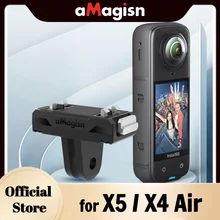 aMagisn 인스타360 X5 / X4 Air용 퀵 릴리스 마운트, 안전한 클로-락 어댑터가 장착된 플라스틱 마그네틱 베이스 카메라 액세서리