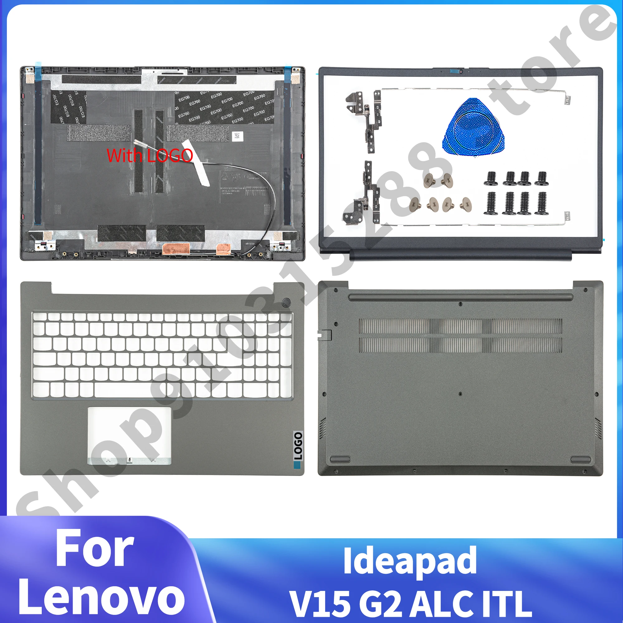 Nuovo Per Lenovo Ideapad V15 G2 Itl V15-G2 Alc Lcd Cover Posteriore Cornice Anteriore Palmrest Inferiore Case Notebook Parti Di Ricambio Grigio