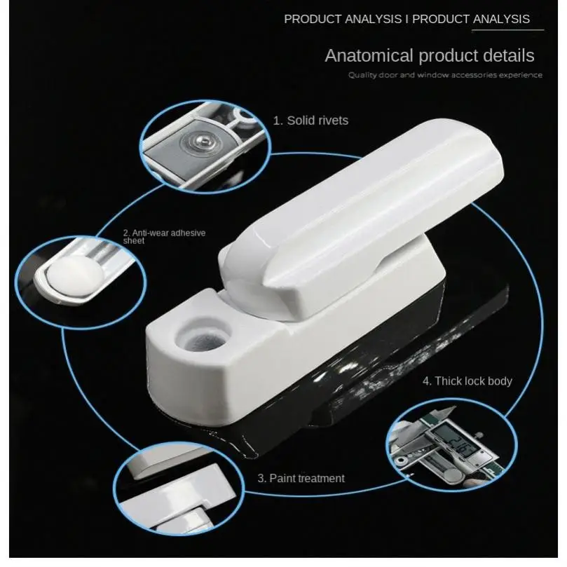 T Shaped Lock White Aluminum Alloy T Shaped Lock Sliding Window Safety Lever Handle Window Buckle for PVC Windows Doors