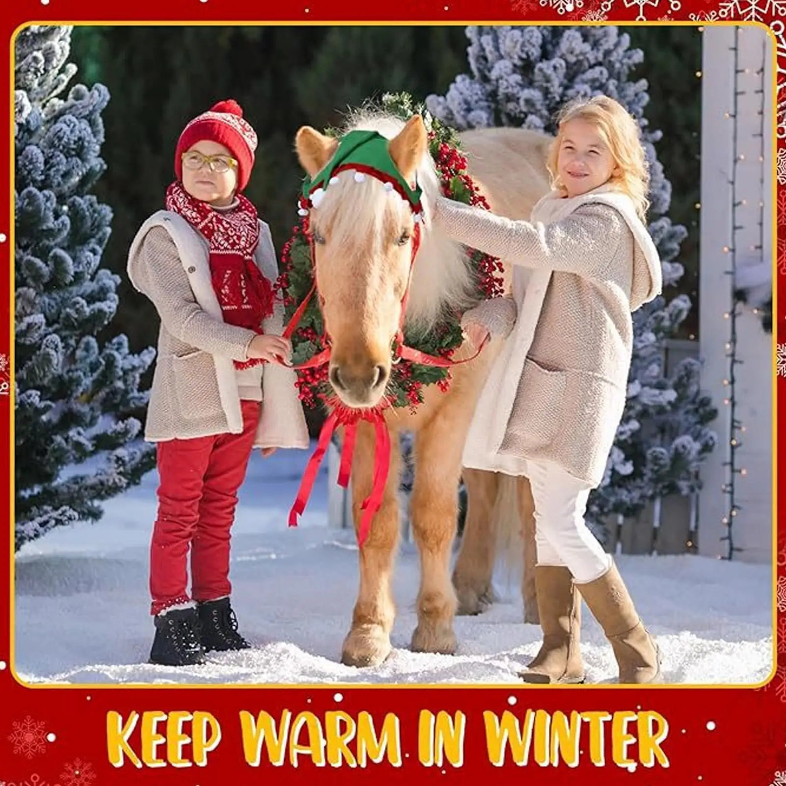 Horse Christmas Caps Animal Christmas Costume Parade Horse Caps For Party Festive Holiday Parade Show Equestrian Season Supplies