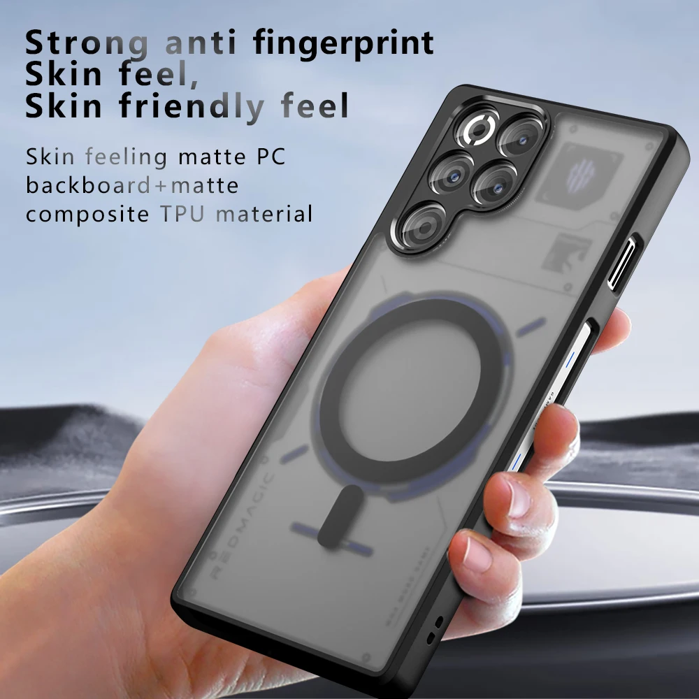 Magnetic Wireless Charging Translucent Matte Phone Case with Soft TPU Frame and Hard Plastic Back