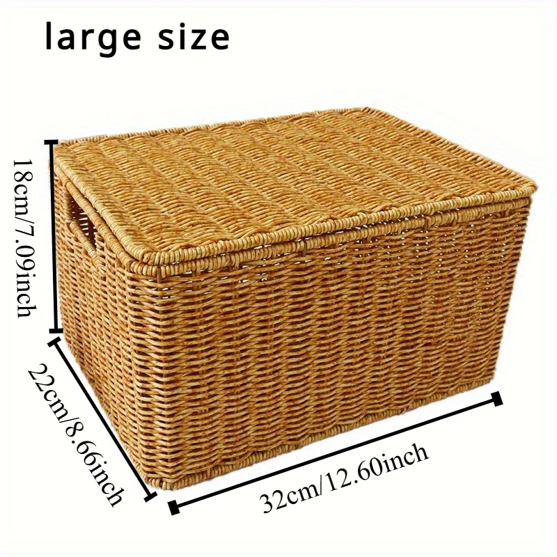 Imitation Rattan Woven Storage Basket, Durable Clothing, Toy, and Snack Organizer -suitable for Bathrooms Bedrooms, and Kitchens