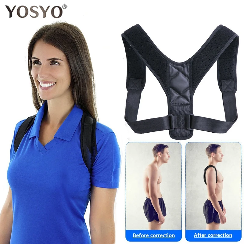 Posture Corrector Belt Lumbar Support Brace Shoulder Support Brace YOSYO Brace Support Belt Adjustable Back Posture Corrector Clavicle Spine Shoulder Lumbar Posture Correction