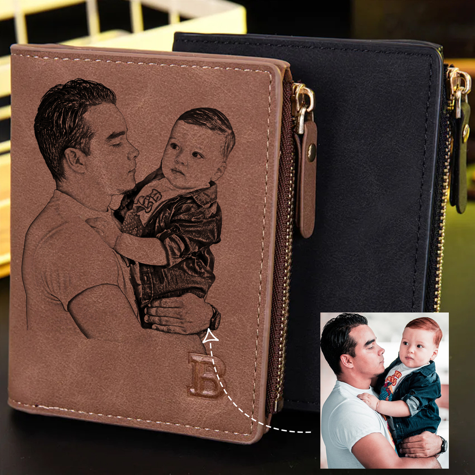 Personalized photos Men Wallet Zipper Wallets Short Wallet Vintage Mens Moeny Bag Leather Business Male Coin Purse Card Hodler
